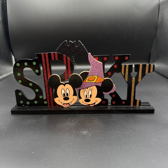 Disney Mickey and Minnie Spooky Halloween Wood Sign - Picture 1 of 12